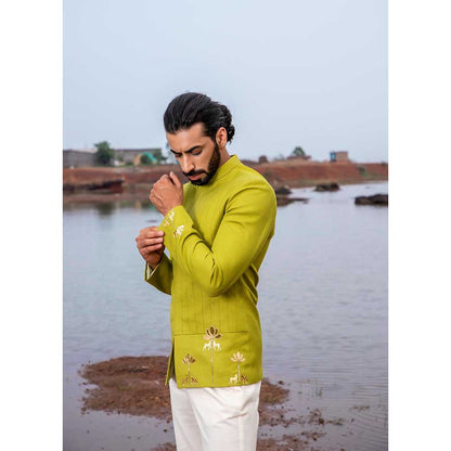 Runit Gupta Reindeer Meadow Jodhpuri Jacket and Pant (Set of 2)