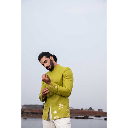 Runit Gupta Reindeer Meadow Jodhpuri Jacket and Pant (Set of 2)