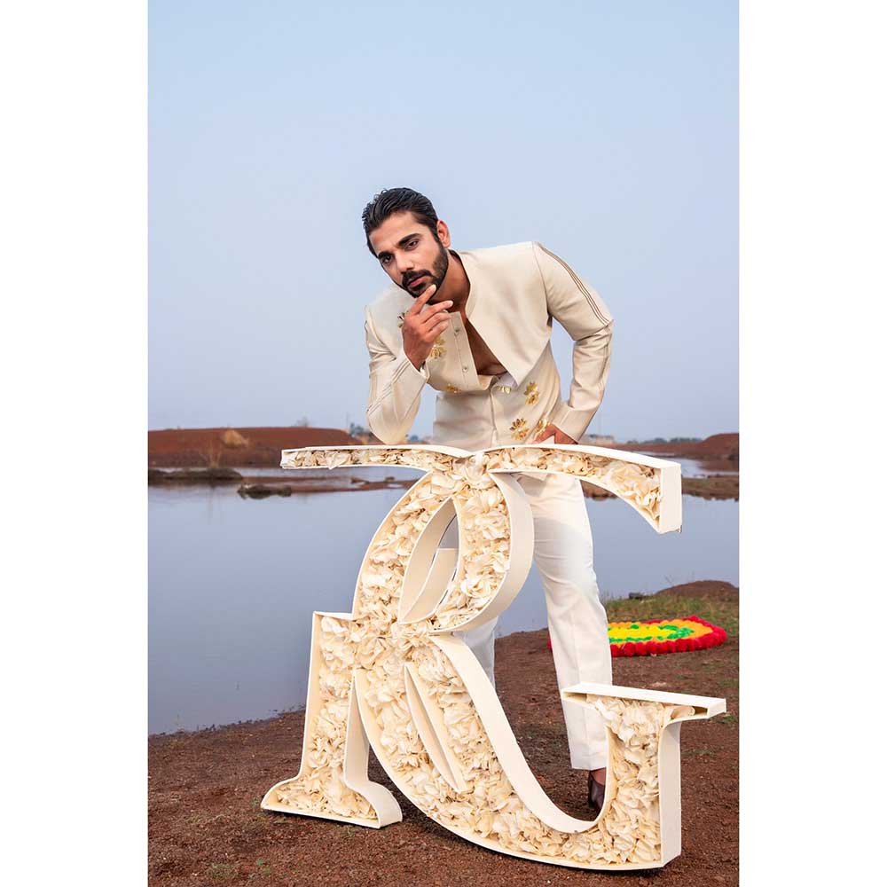 Runit Gupta Enchanted Lotus Jodhpuri Jacket and Pant (Set of 2)