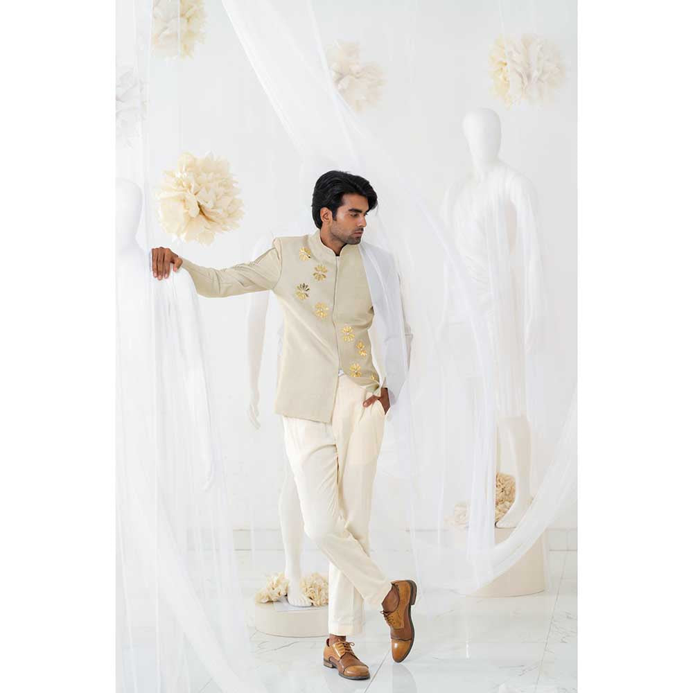 Runit Gupta Enchanted Lotus Jodhpuri Jacket and Pant (Set of 2)