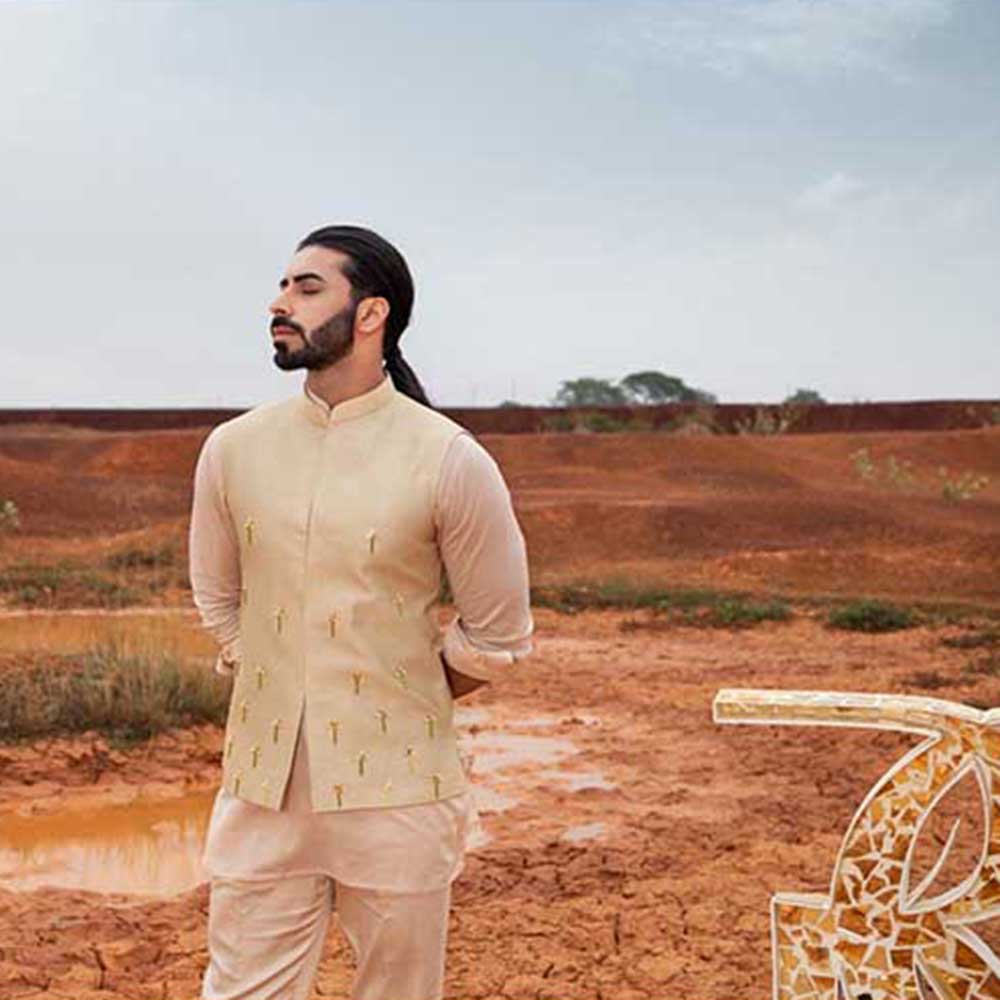 Runit Gupta Khaki Cutpipe Bundi Jacket