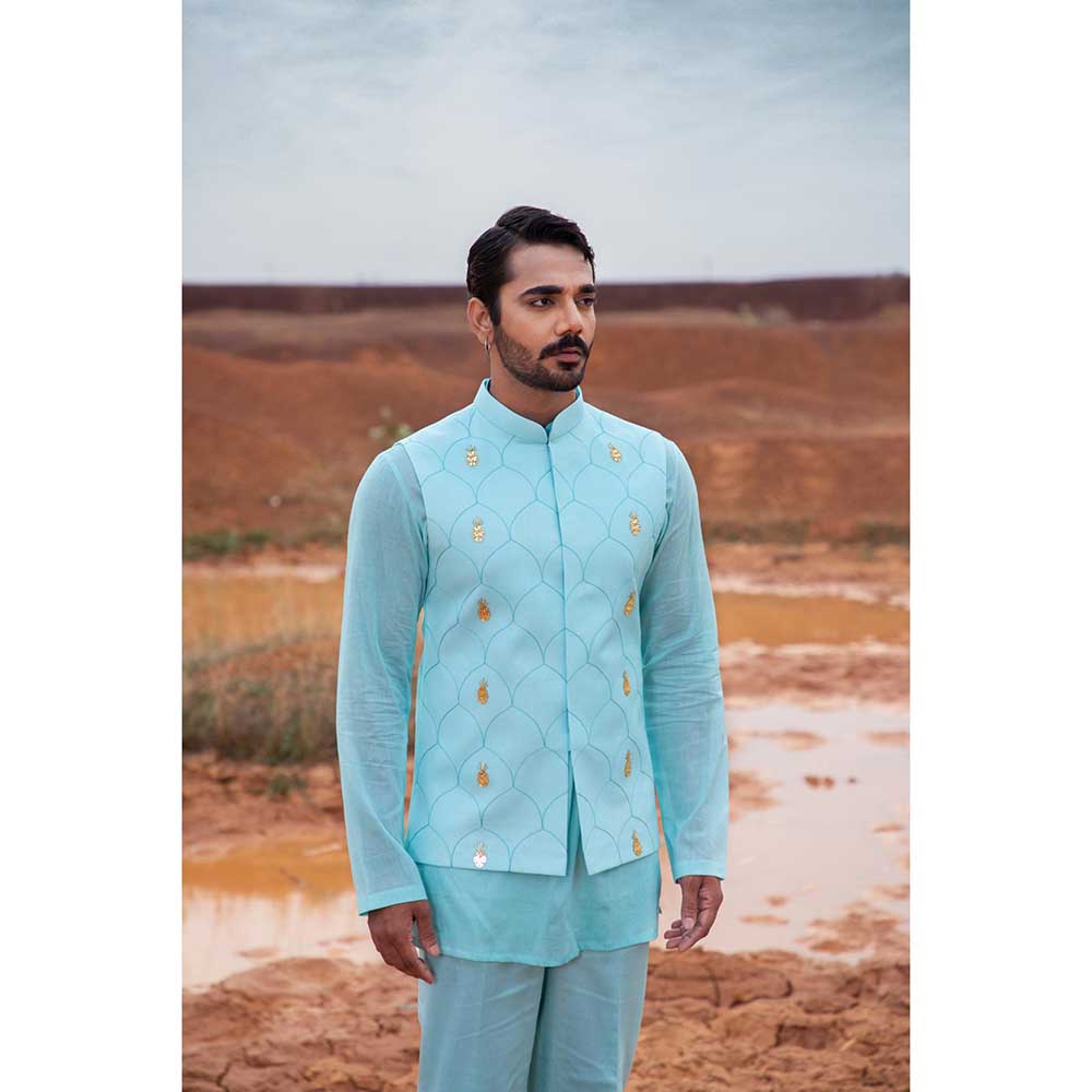 Runit Gupta Blue Pine Bundi Jacket