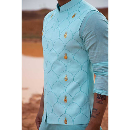 Runit Gupta Blue Pine Bundi Jacket