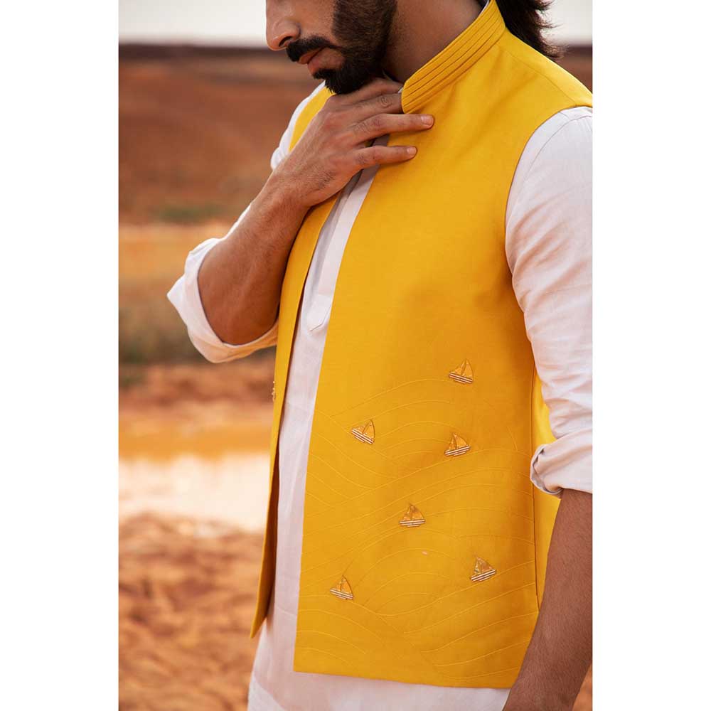 Runit Gupta Yellow Boat Bundi Jacket