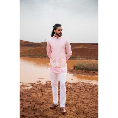Runit Gupta Blush Arches Bundi Jacket with Kurta and Pant (Set of 3)