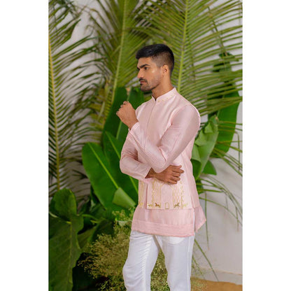 Runit Gupta Blush Arches Bundi Jacket with Kurta and Pant (Set of 3)