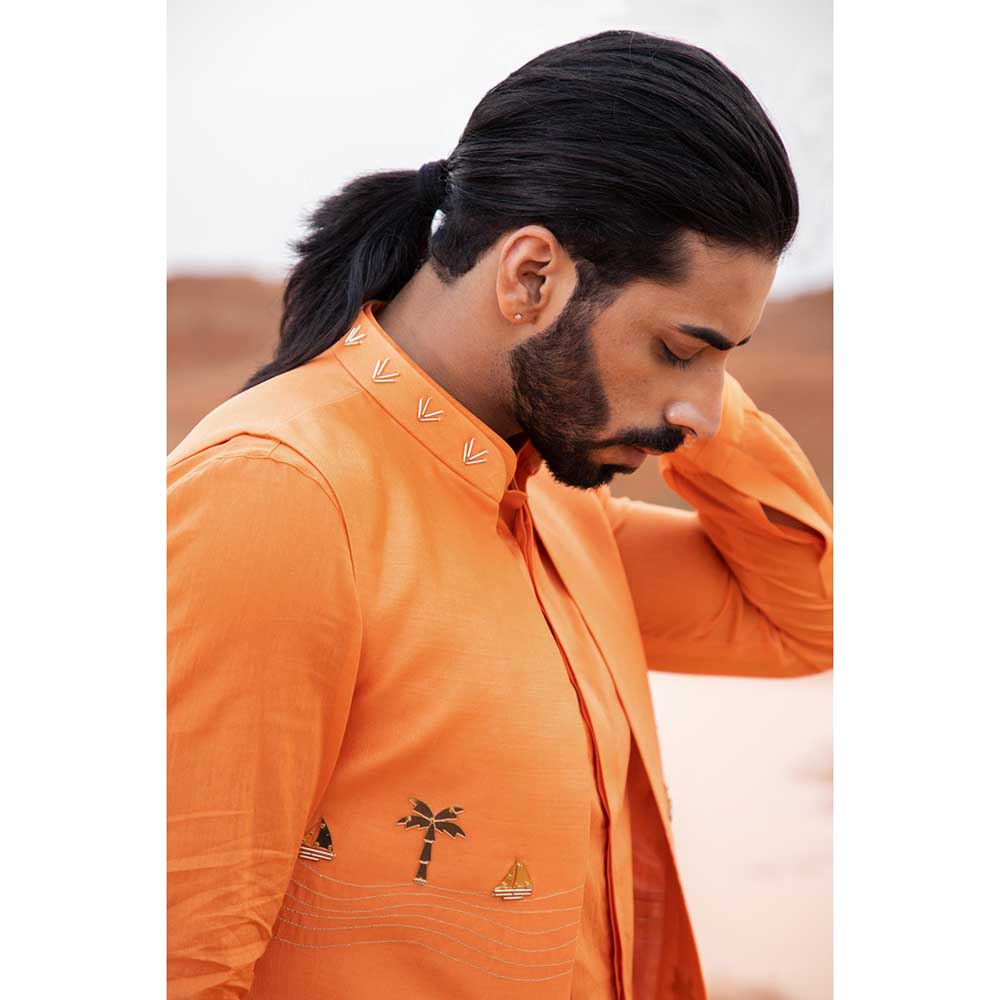 Runit Gupta Tangerine Boat Bundi Jacket