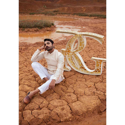 Runit Gupta Beige Abstract Bundi Jacket