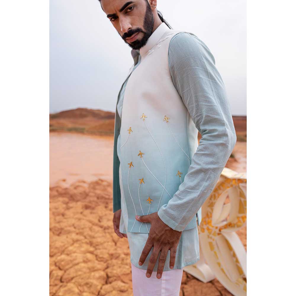 Runit Gupta Blue Ombre Bundi Jacket