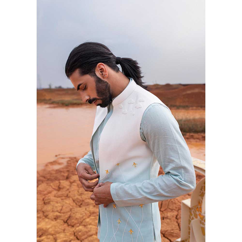 Runit Gupta Blue Ombre Bundi Jacket