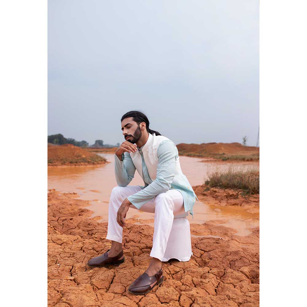 Runit Gupta Blue Ombre Bundi Jacket