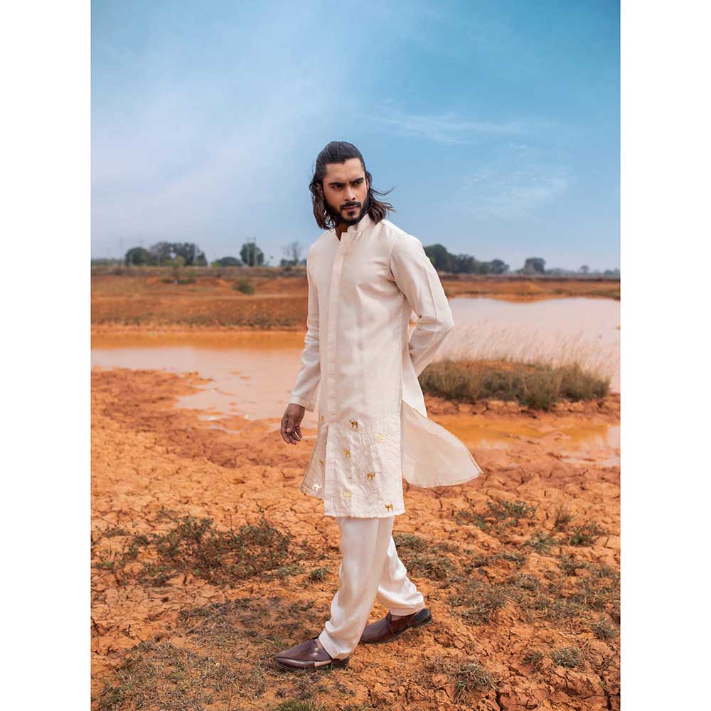 Runit Gupta Soothing Sand Kurta with Salwar (Set of 2)