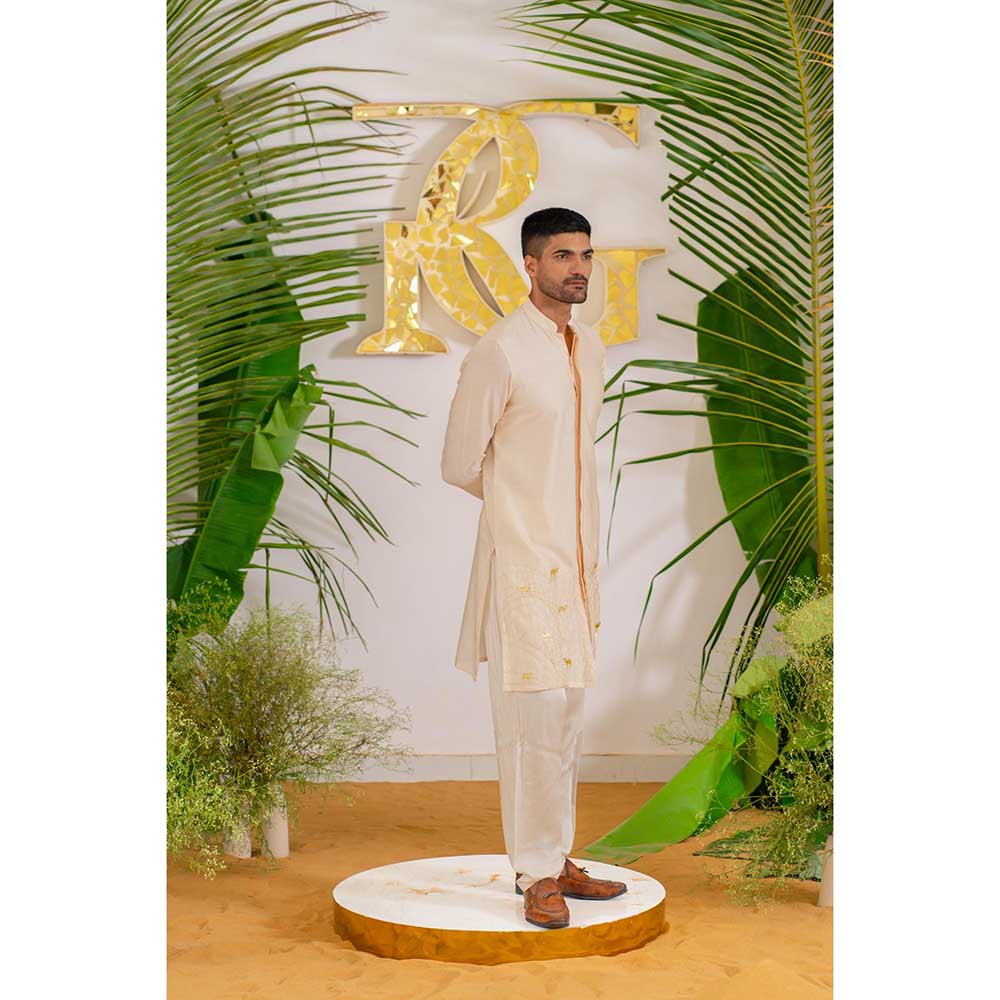 Runit Gupta Soothing Sand Kurta with Salwar (Set of 2)