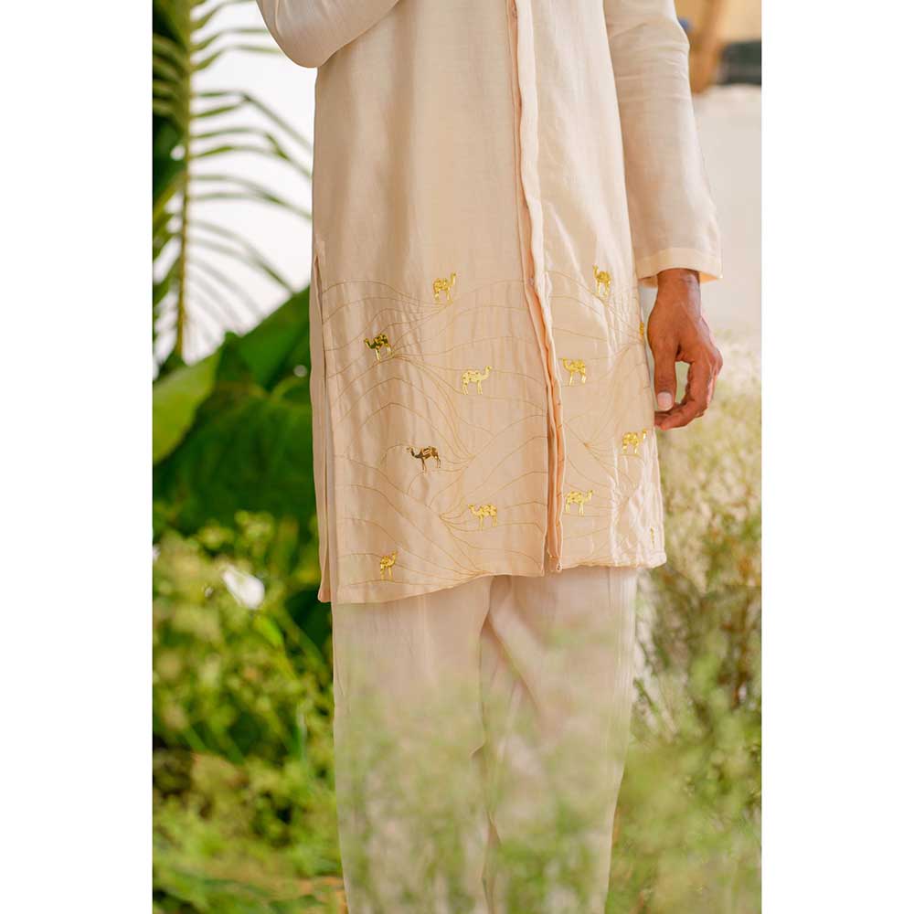 Runit Gupta Soothing Sand Kurta with Salwar (Set of 2)
