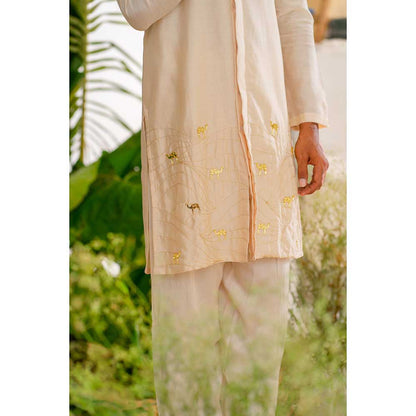 Runit Gupta Soothing Sand Kurta with Salwar (Set of 2)