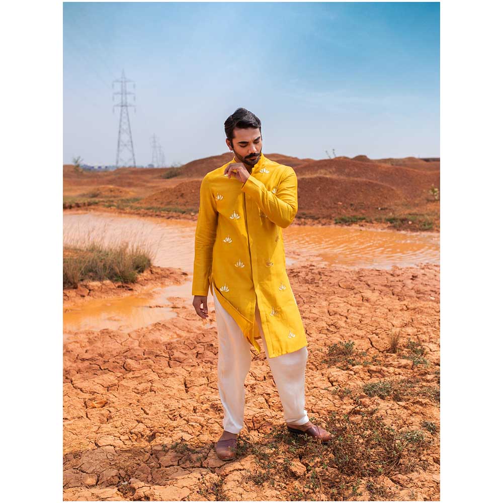 Runit Gupta Regal Lotus Kurta with Salwar (Set of 2)