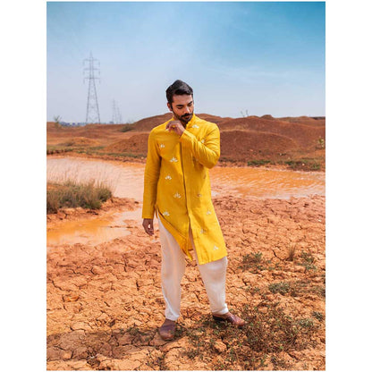 Runit Gupta Regal Lotus Kurta with Salwar (Set of 2)