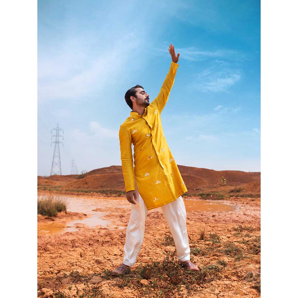 Runit Gupta Regal Lotus Kurta with Salwar (Set of 2)