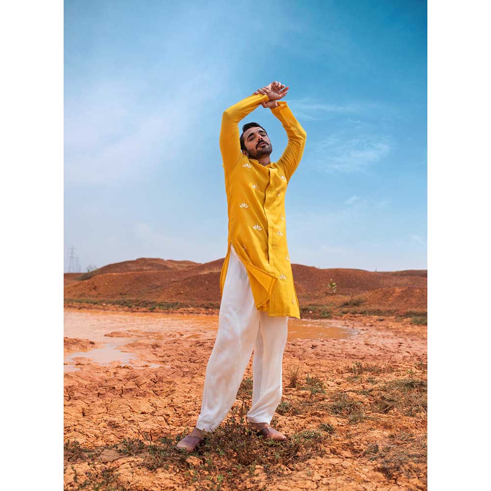 Runit Gupta Regal Lotus Kurta with Salwar (Set of 2)