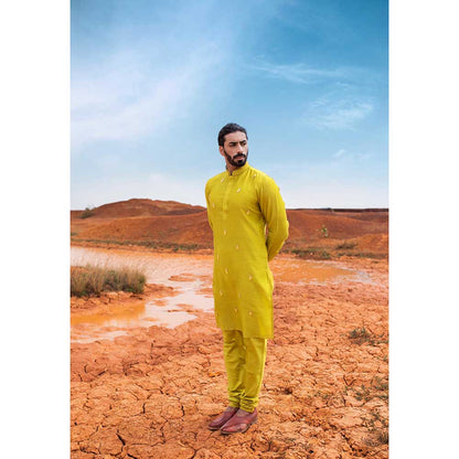 Runit Gupta Tropic Tint Kurta with Churidar (Set of 2)