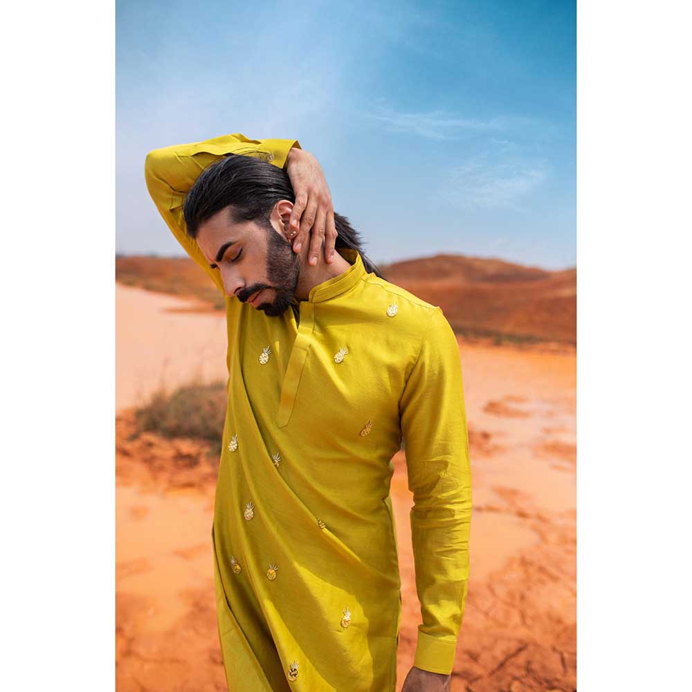 Runit Gupta Tropic Tint Kurta with Churidar (Set of 2)