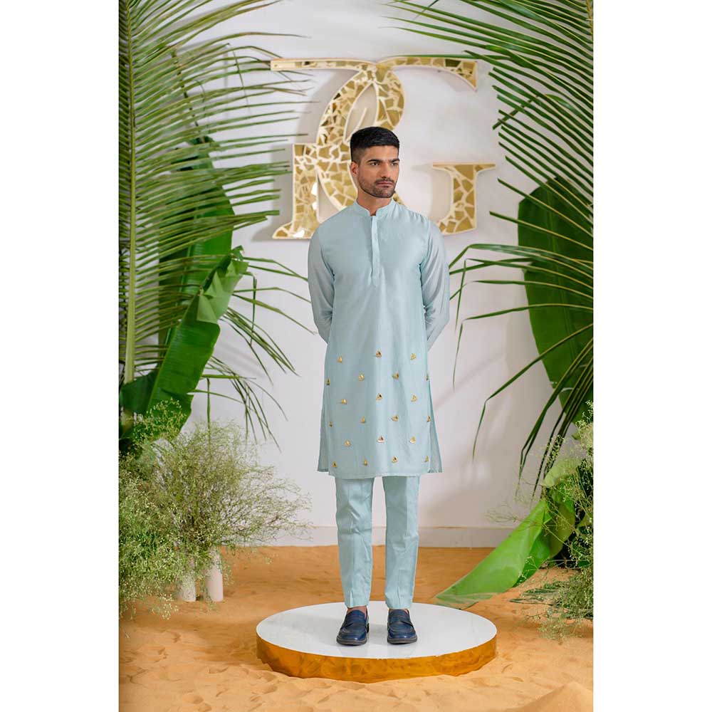 Runit Gupta Aqua Aura Kurta with Pant (Set of 2)