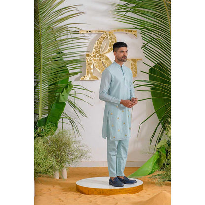 Runit Gupta Aqua Aura Kurta with Pant (Set of 2)