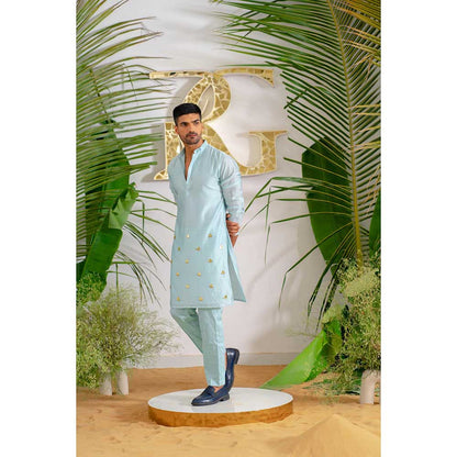 Runit Gupta Aqua Aura Kurta with Pant (Set of 2)