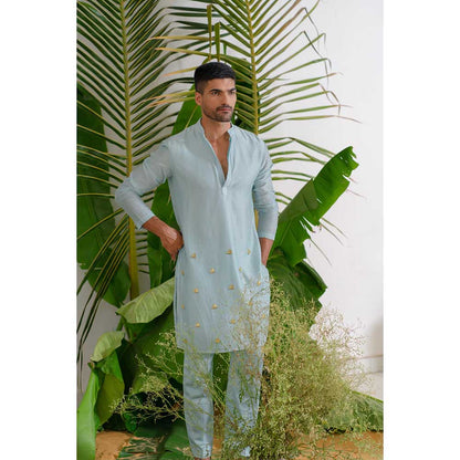 Runit Gupta Aqua Aura Kurta with Pant (Set of 2)