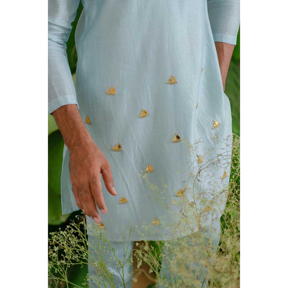 Runit Gupta Aqua Aura Kurta with Pant (Set of 2)