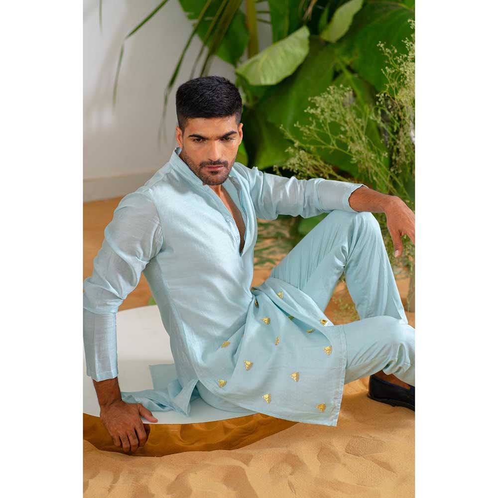 Runit Gupta Aqua Aura Kurta with Pant (Set of 2)