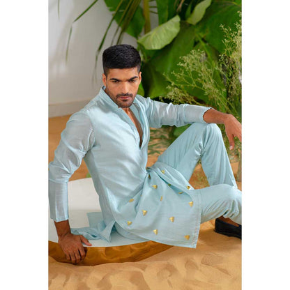 Runit Gupta Aqua Aura Kurta with Pant (Set of 2)