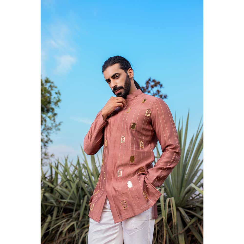 Runit Gupta Majestic Mauve Short Kurta with Pant (Set of 2)