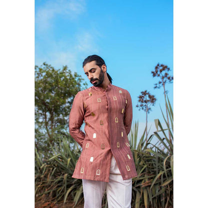 Runit Gupta Majestic Mauve Short Kurta with Pant (Set of 2)