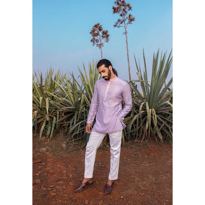 Runit Gupta Pearl Pastel Short Kurta with Pant (Set of 2)