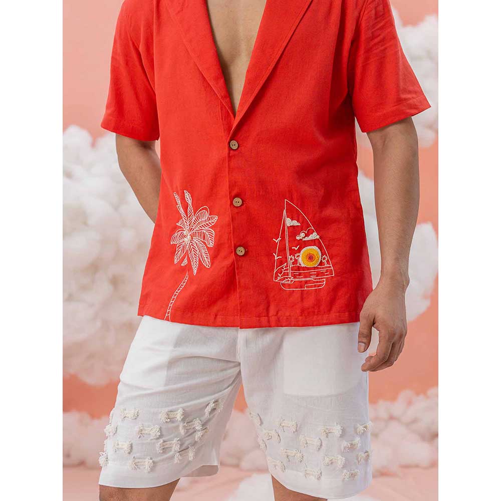 Runit Gupta White Dori Hem Vacay Shorts