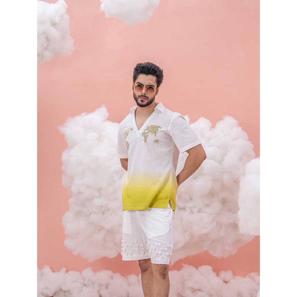 Runit Gupta White Dori Hem Vacay Shorts