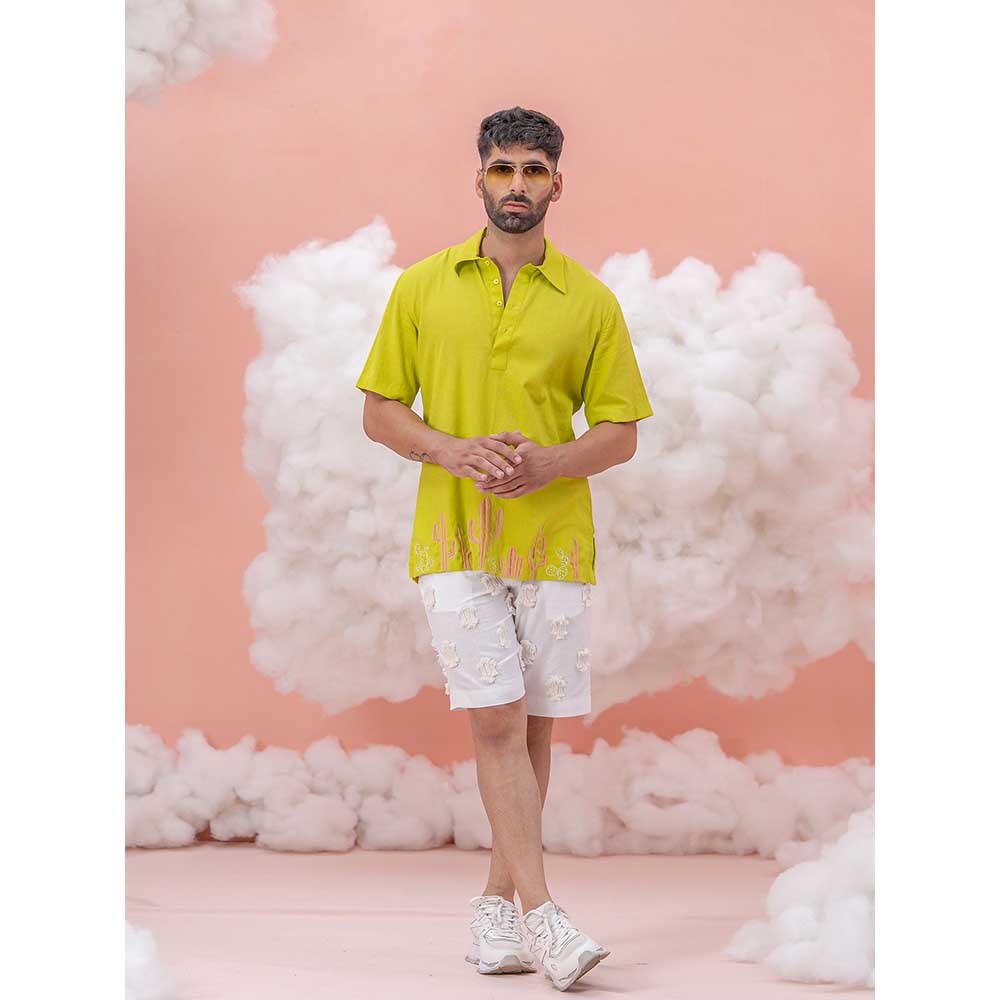 Runit Gupta Green Cactus Coral Polo T-Shirt