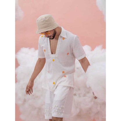 Runit Gupta White Sun-Burn Polo T-Shirt