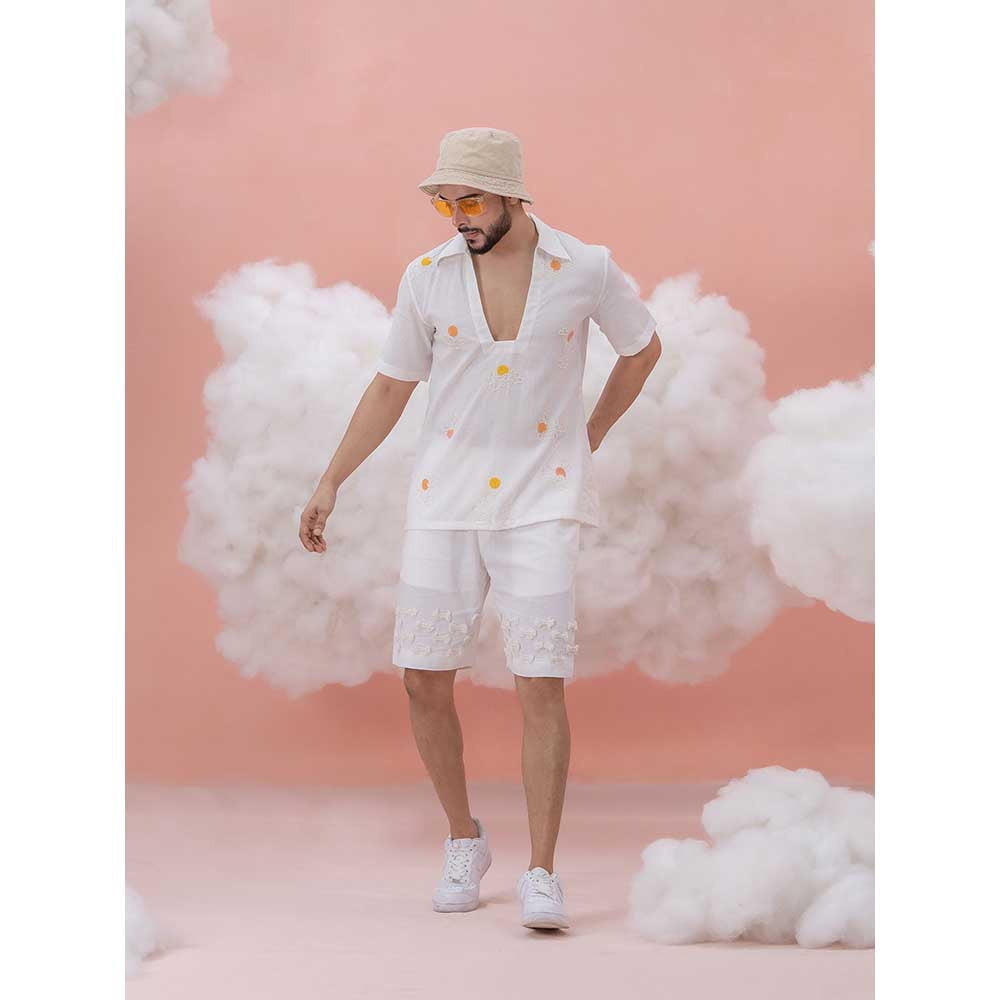 Runit Gupta White Sun-Burn Polo T-Shirt