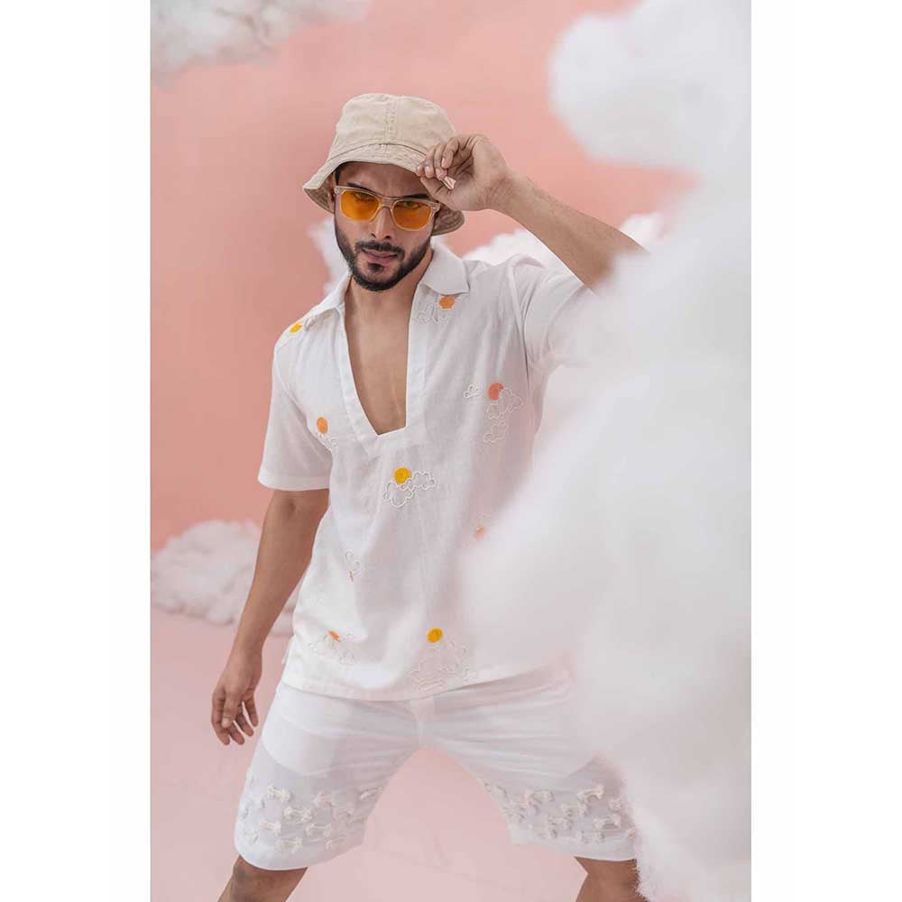 Runit Gupta White Sun-Burn Polo T-Shirt