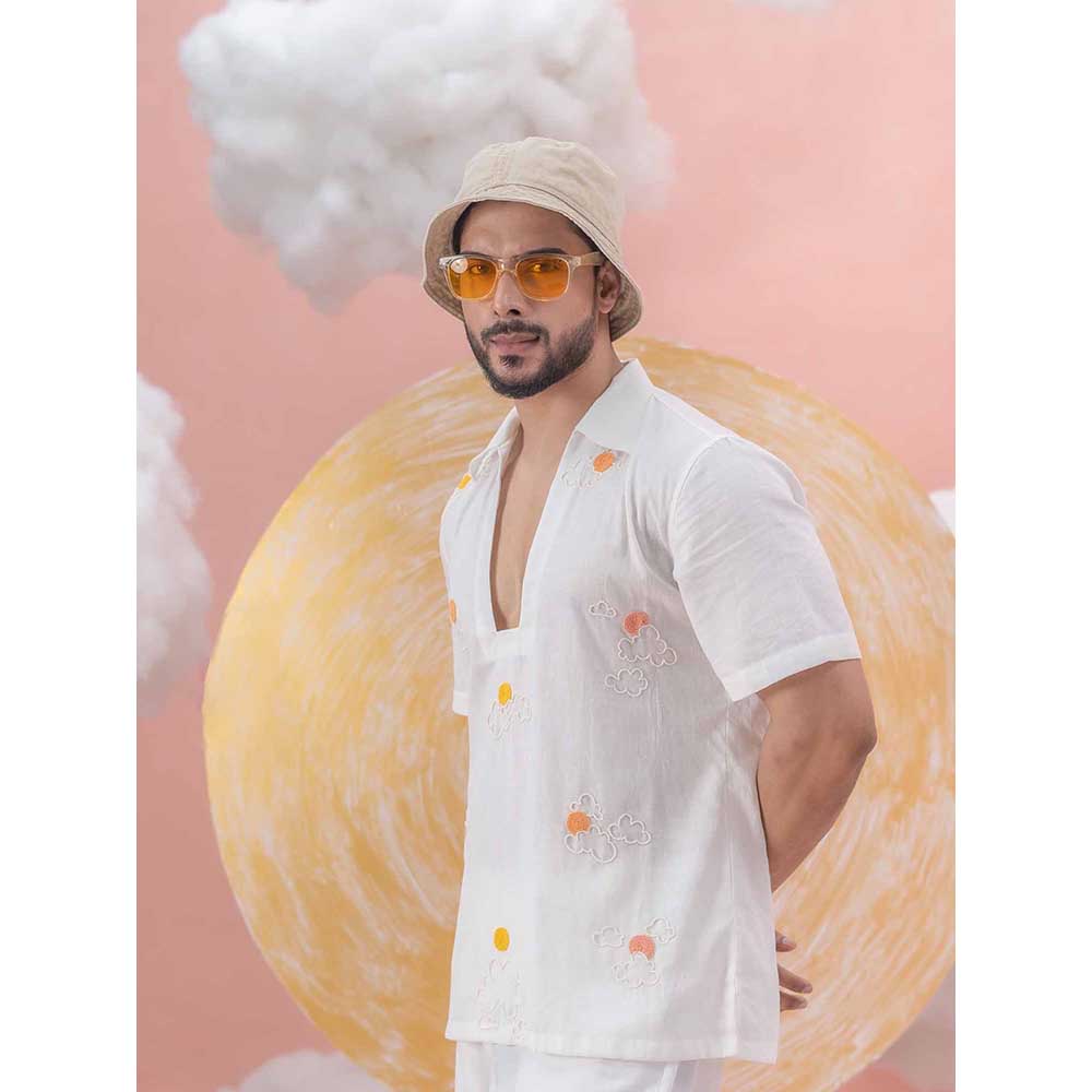 Runit Gupta White Sun-Burn Polo T-Shirt