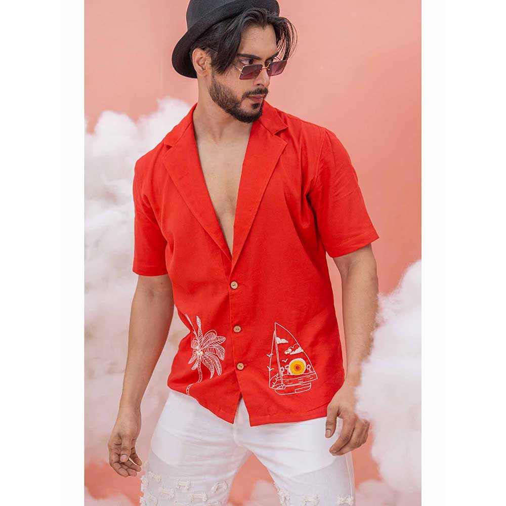 Runit Gupta Red Beach Boat Shirt