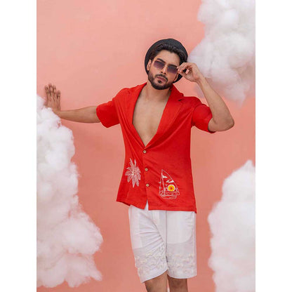 Runit Gupta Red Beach Boat Shirt