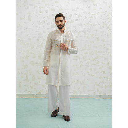 Runit Gupta Ivory Lippan Kurta with Pyjama