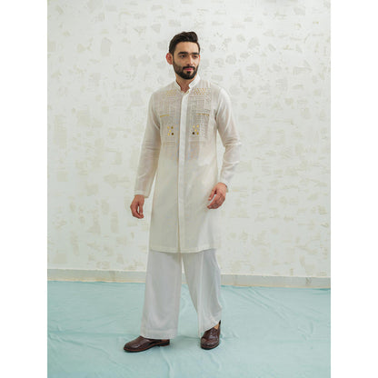 Runit Gupta Ivory Lippan Kurta with Pyjama