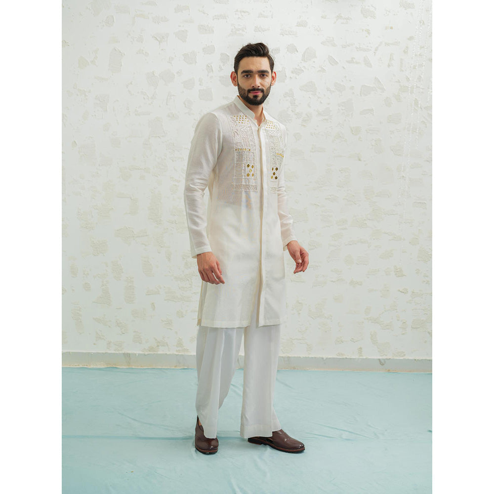 Runit Gupta Ivory Lippan Kurta with Pyjama