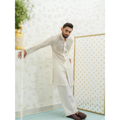 Runit Gupta Ivory Lippan Kurta with Pyjama