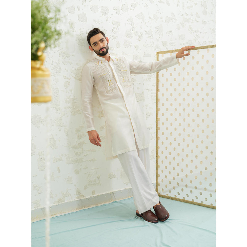 Runit Gupta Ivory Lippan Kurta with Pyjama