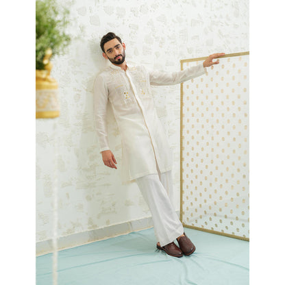 Runit Gupta Ivory Lippan Kurta with Pyjama